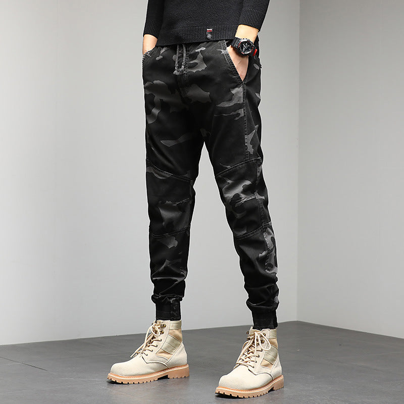 Herren Cargojogger mit Camouflage‑Muster, ergonomischen Kniepaneelen und elastischem Tunnelzugbund Mune Fashion