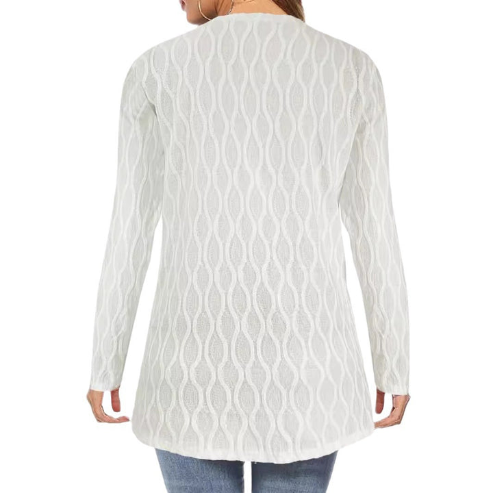 Women's open cardigan with structured wave pattern and patch pockets Mune Fashion