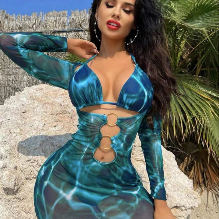 Women’s beach dress with ruffle details and luxurious wrap design Mune Fashion