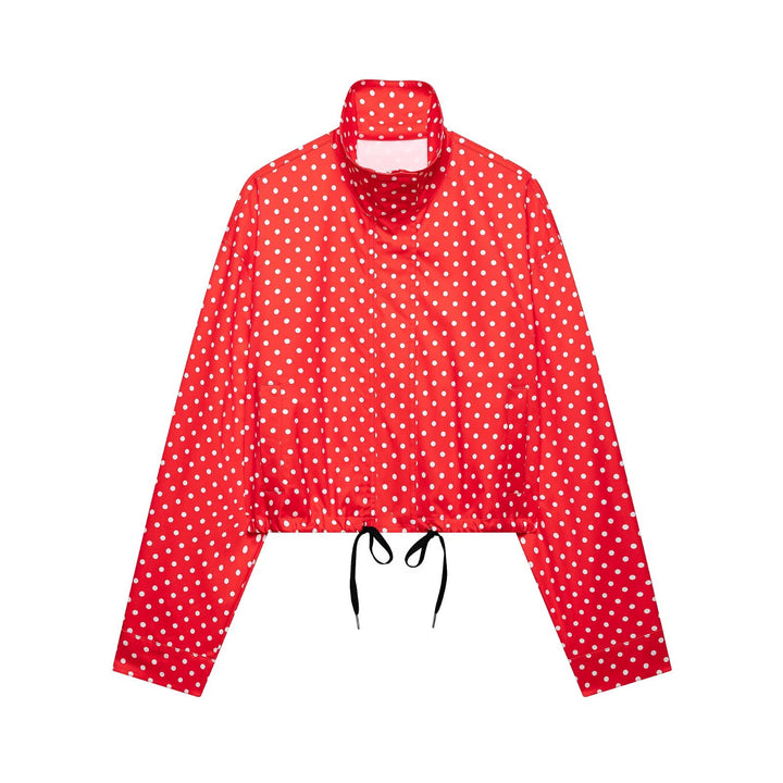Women's wide High-Waist flared trousers with polka dot print and elastic waistband Mune Fashion