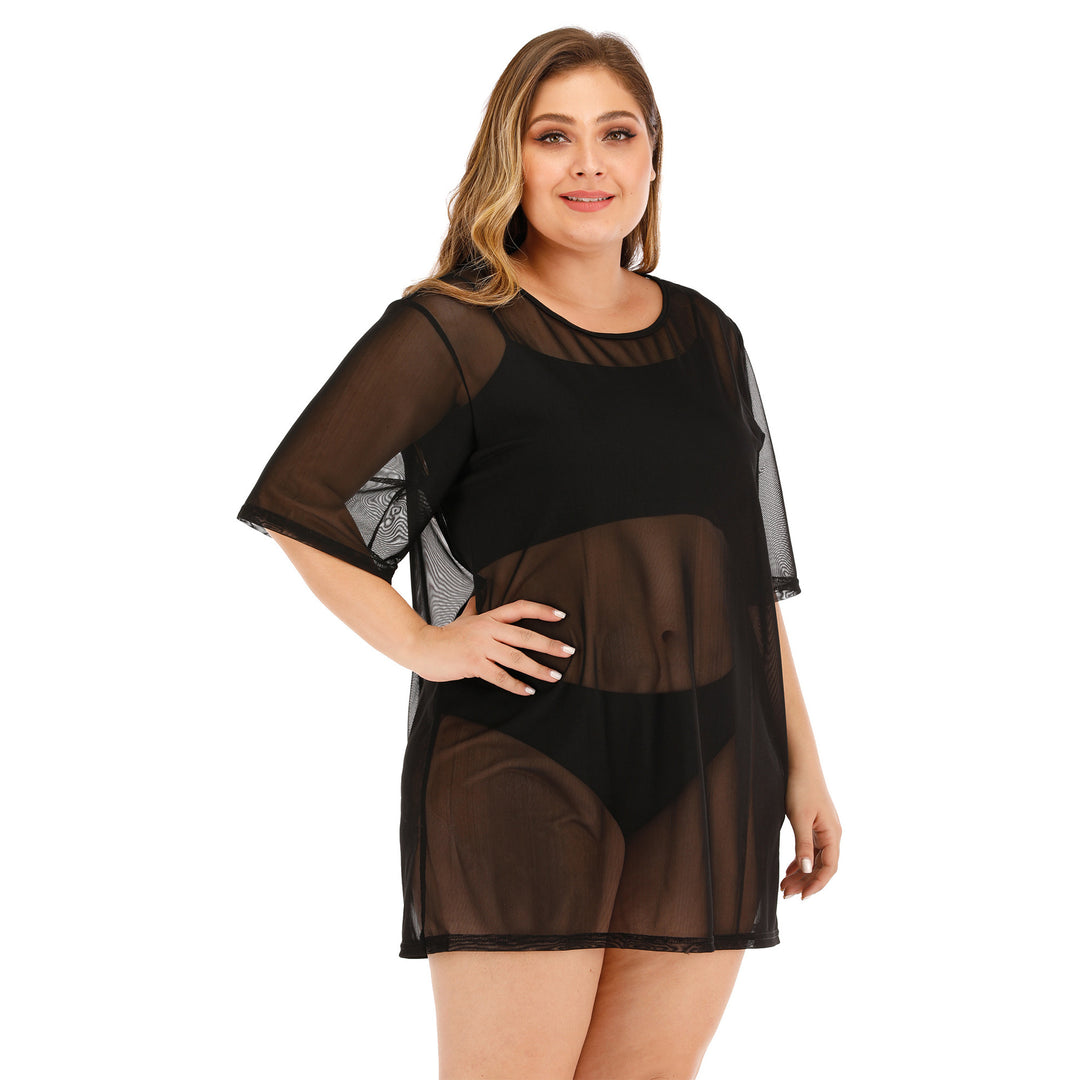 Women lightweight transparent beach wrap with voluminous sleeves Mune Fashion