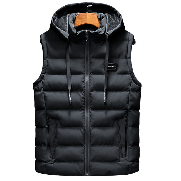 Men's Padded Quilted Vest with Hood, water-repellent outer shell & zip pockets Mune Fashion