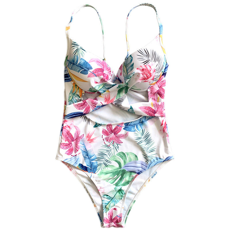 Ladies swimsuit with elegant cut-out design and floral pattern Mune Fashion