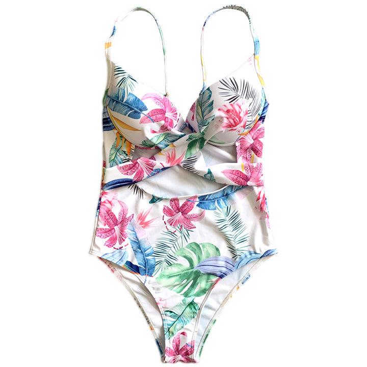 Ladies swimsuit with elegant cut-out design and floral pattern Mune Fashion