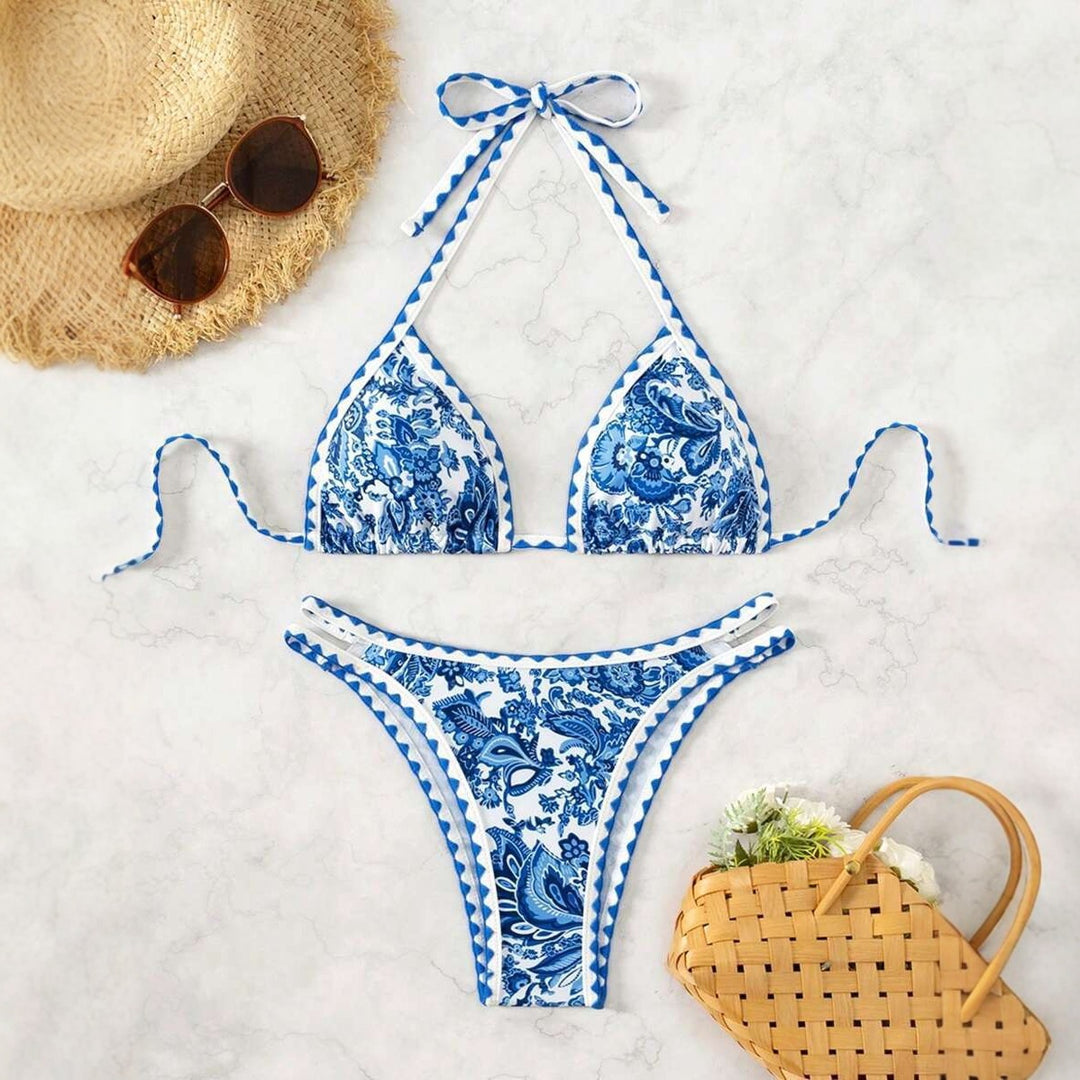 Women's Triangle Bikini with unique paisley pattern and adjustable straps Mune Fashion