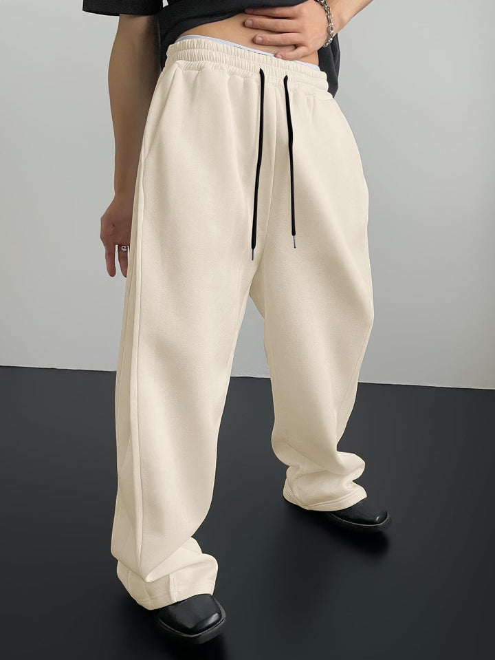 Women's wide High-Waist Palazzo jogging pants with drawstring and crease Mune Fashion