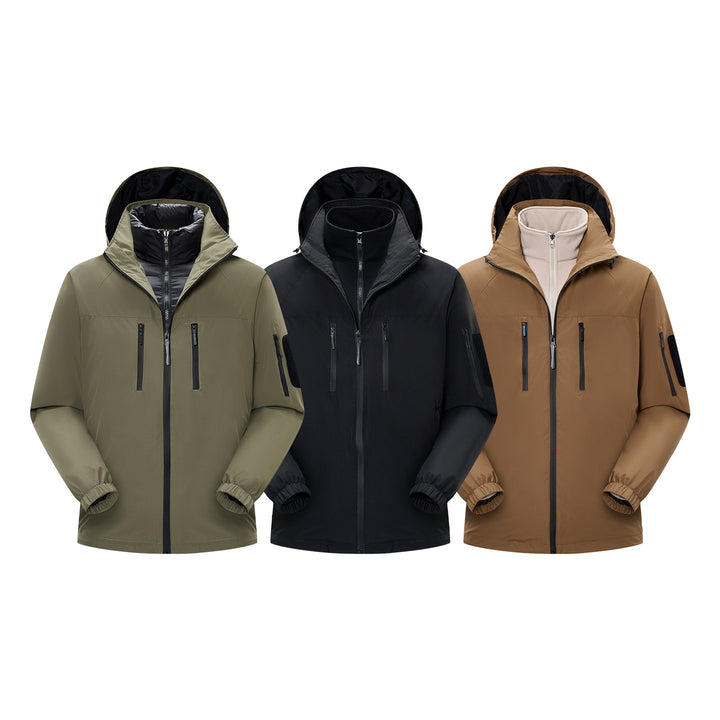 Men's technical, wind- and water-repellent hooded jacket with chest zip pockets and sleeve utility pocket Mune Fashion
