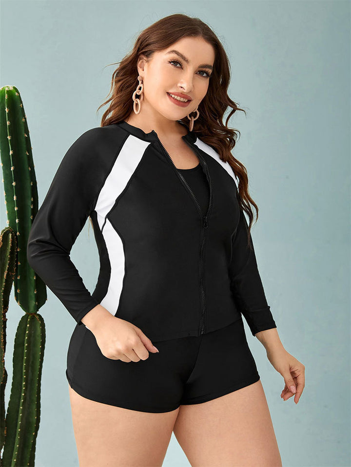 Women's UV protection sports swimsuit with long sleeves and short pants Mune Fashion