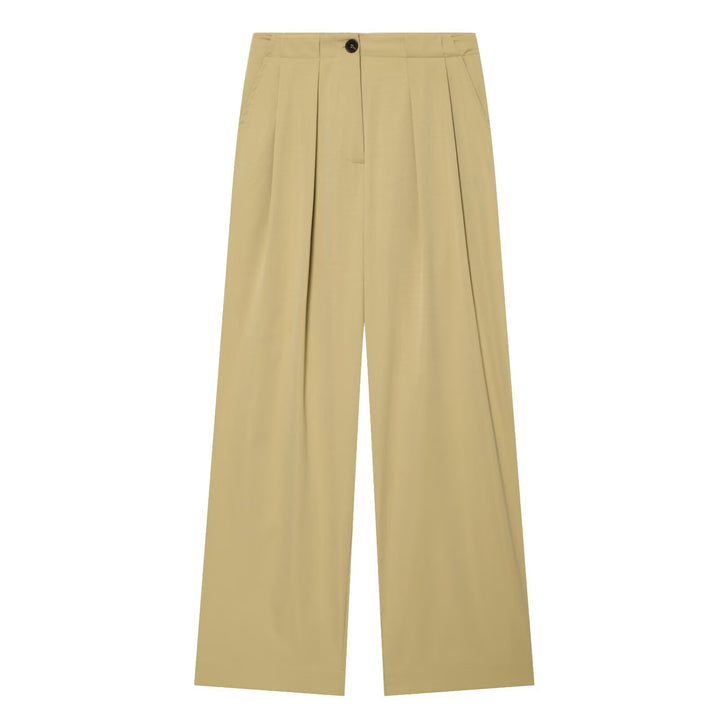 Women High-waisted Palazzo Pants with Pleats and Side Pockets Mune Fashion