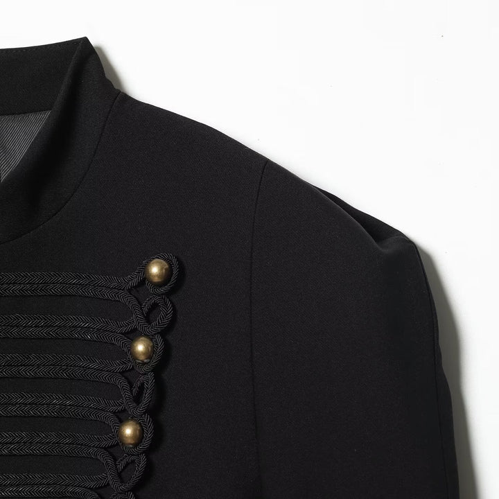 Women's short military-style jacket with cord appliqué and stand-up collar Mune Fashion