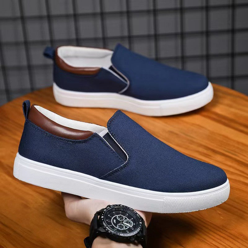 Men's nan Canvas Slip-On Sneaker with elastic inserts, padded heel collar and lightweight EVA sole Mune Fashion