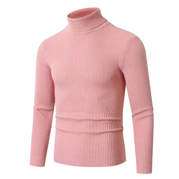 Men's ribbed turtleneck sweater fitted elastic fine knit Mune Fashion
