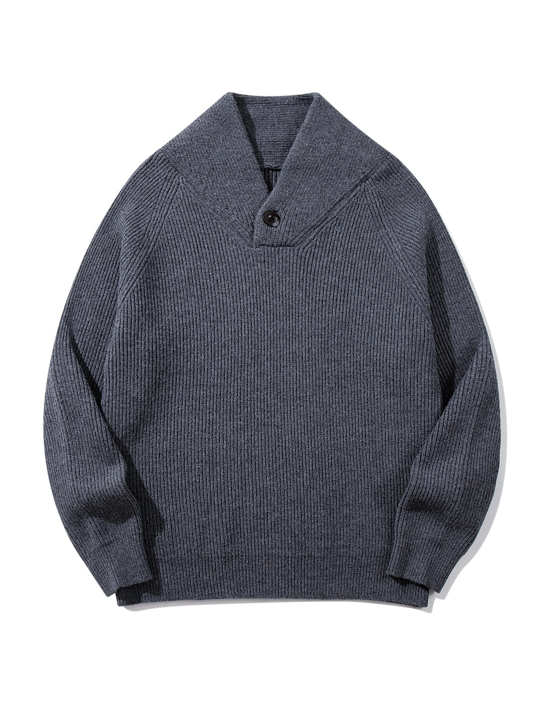 Unisex Ribbed Shawl Collar Sweater with One-Button Detail Mune Fashion