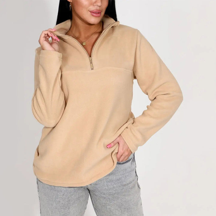 Ladies' fleece top with short half-zip and stand-up collar Mune Fashion