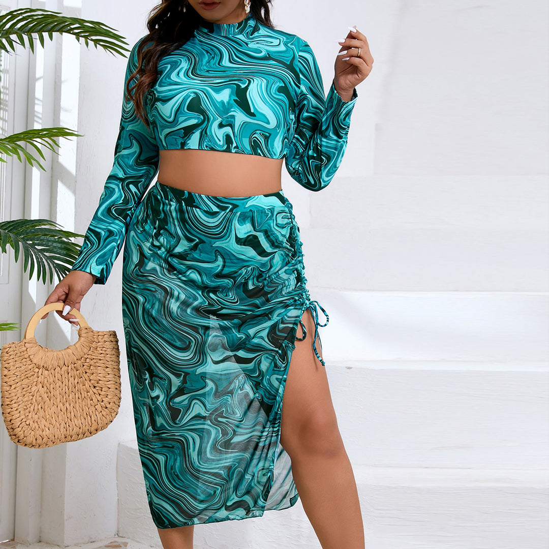 Women’s bathing set with long-sleeved top and asymmetrical skirt Mune Fashion