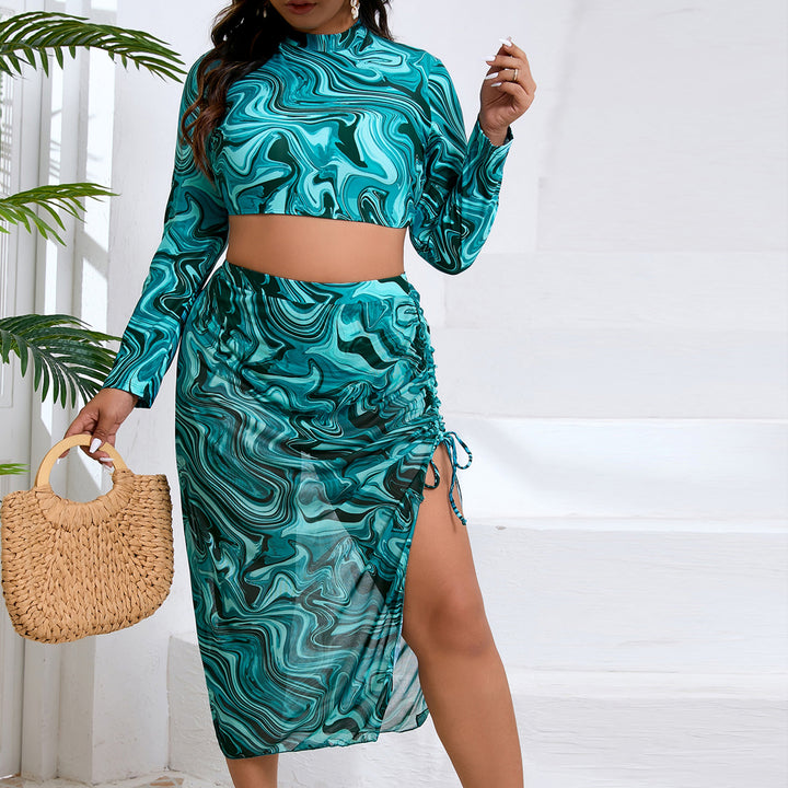 Women’s bathing set with long-sleeved top and asymmetrical skirt Mune Fashion