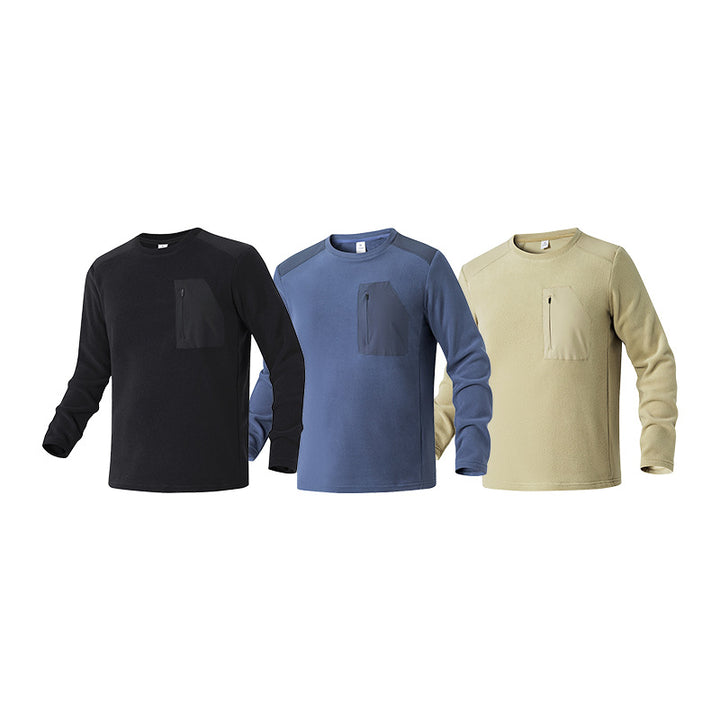 Men's thermal fleece pullover with chest zipper and technical round neck Mune Fashion