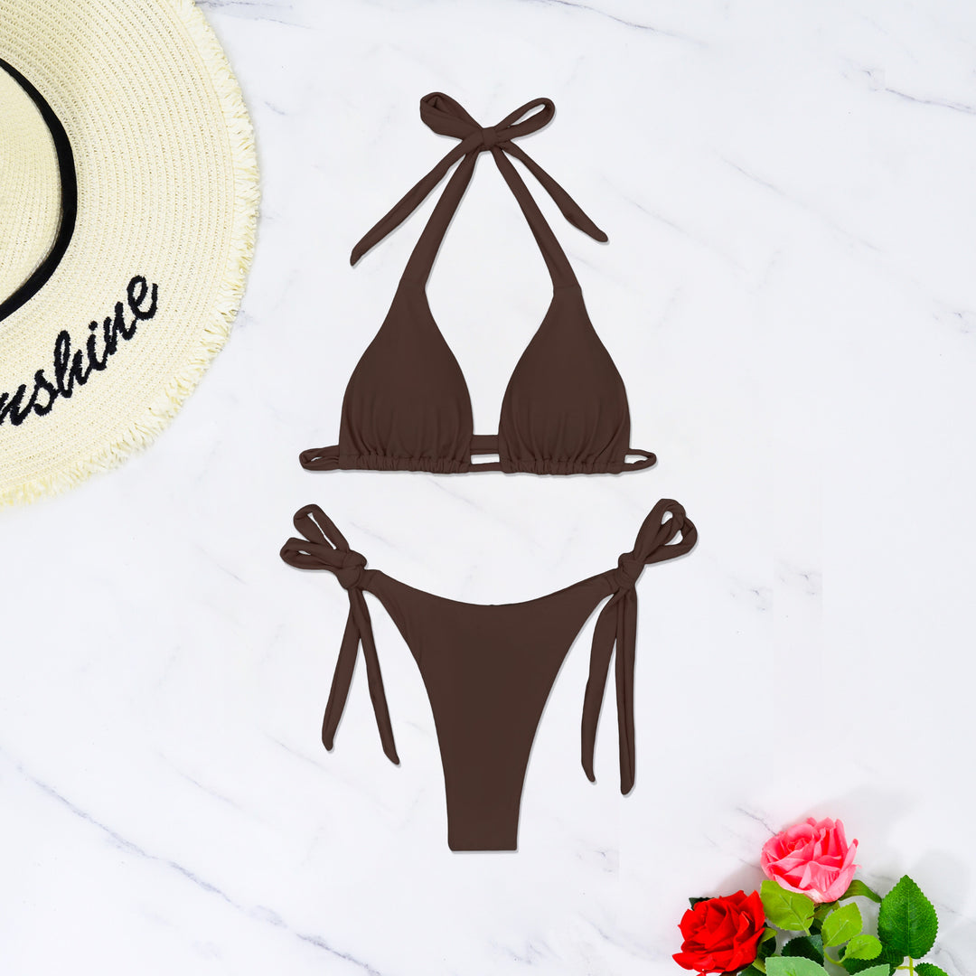 Women's triangle bikini with sophisticated tie straps and highly elastic fabric Mune Fashion