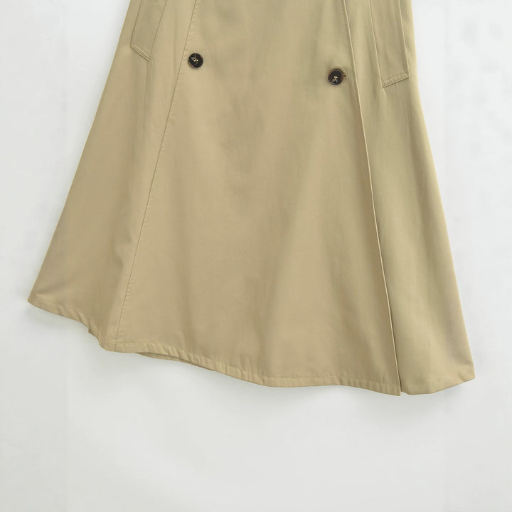 Women's A-Line Trench Skirt with Waist Belt and Decorative Button Placket Mune Fashion