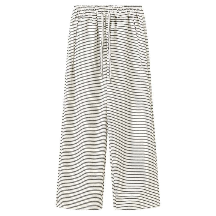 Women's Striped Relaxed-Fit Sweatpants with High Waist and Drawstring