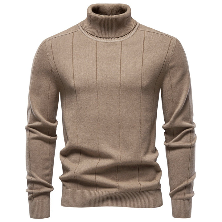 Men's turtleneck sweater made of high-quality fine-knit with vertical texture seam Mune Fashion