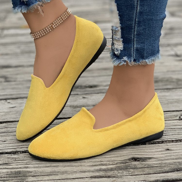 Damen spitz zulaufende Velours‑Loafer mit gepolsterter Innensohle Mune Fashion