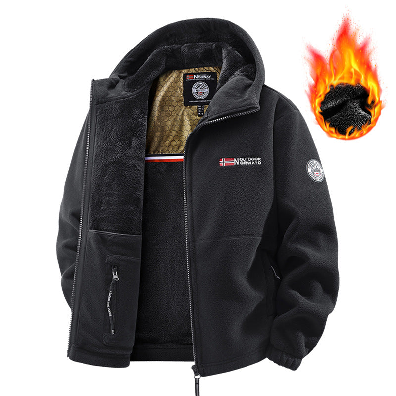 Men's Thermal Hooded Fleece Jacket with Double Teddy Lining and Full-Zip Mune Fashion