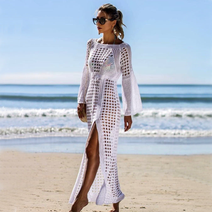 Women's crocheted beach cover-up with long sleeves Mune Fashion