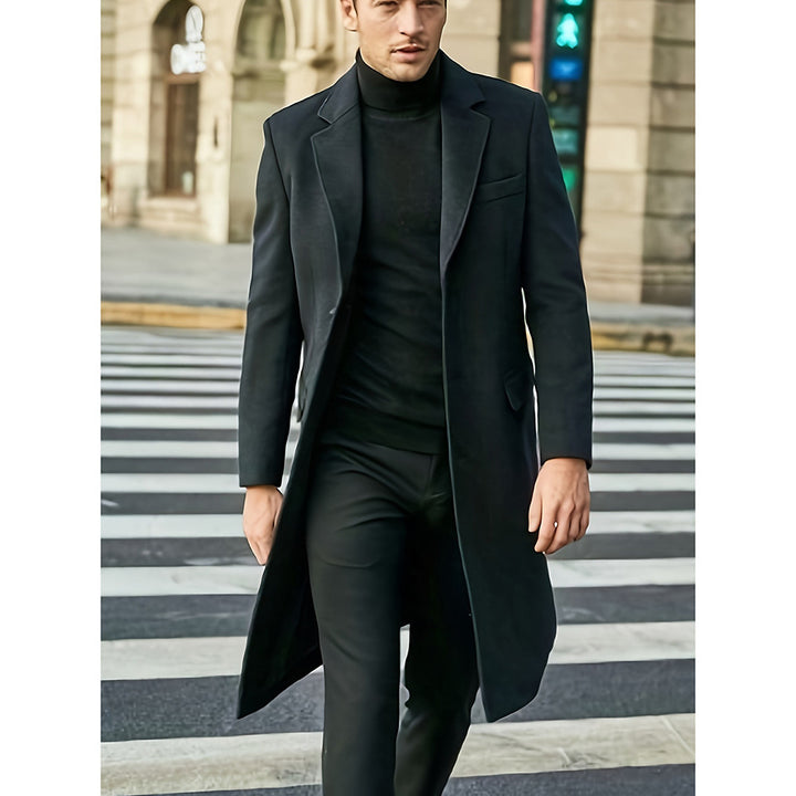 Men's Tailored Wool Blend Coat in Classic Single-Breasted Style Mune Fashion
