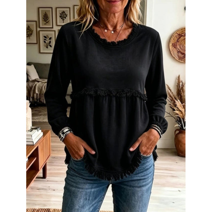 Women's Playful Fringe Tunic with Empire Seam and Side Pockets Mune Fashion