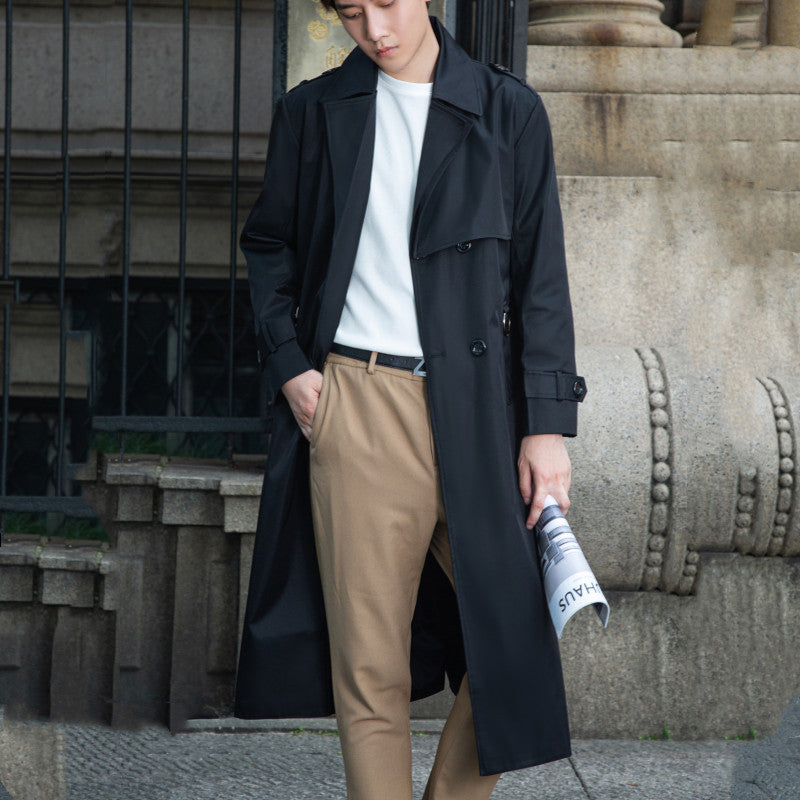 Men's Tailored Trench Coat made of water-repellent twill with double-breasted button placket Mune Fashion