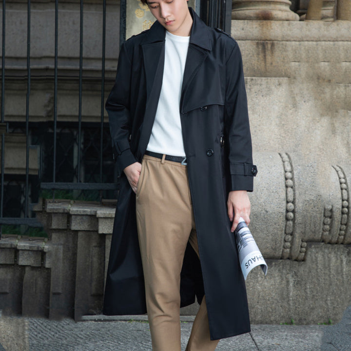 Men's Tailored Trench Coat made of water-repellent twill with double-breasted button placket Mune Fashion