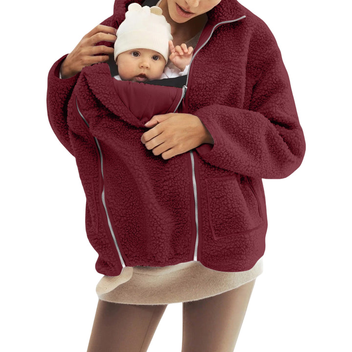 Women's oversized teddy fleece jacket with stand-up collar and full-length zipper Mune Fashion