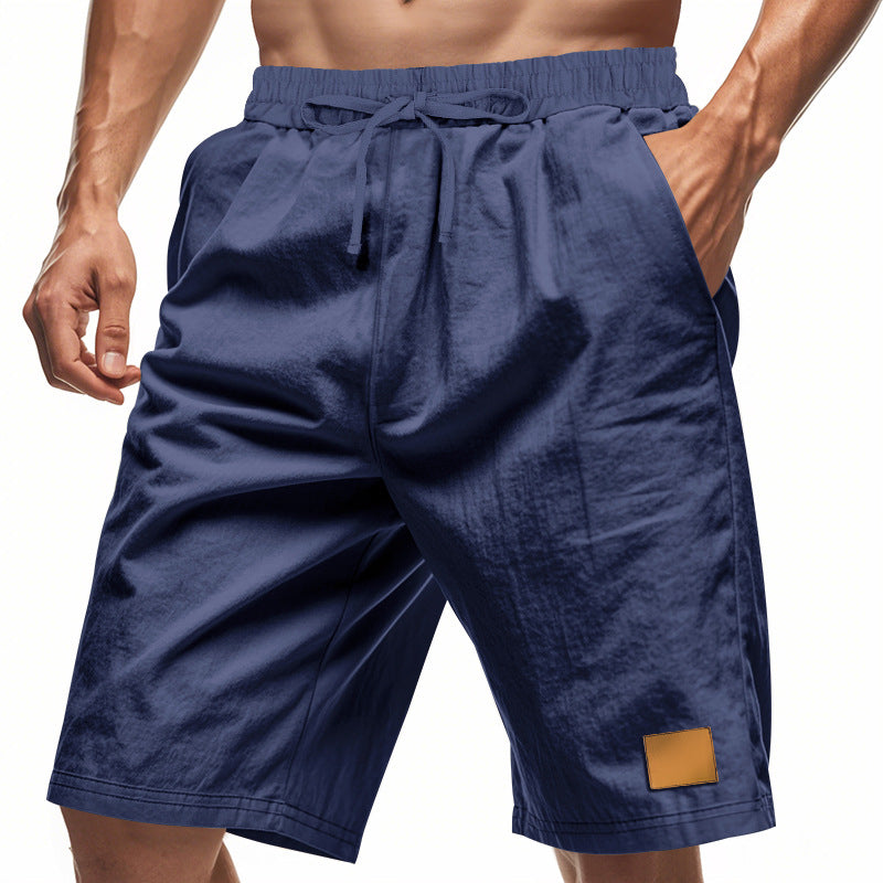 Men's drawstring Bermuda shorts made of soft cotton blend with elastic waistband and side pockets Mune Fashion