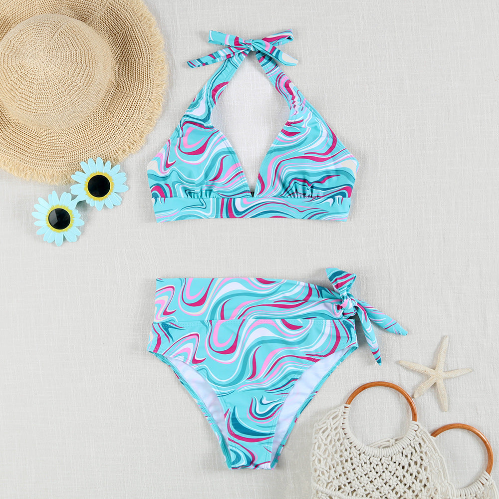 Ladies Bikini Set with playful halter top and high-cut bottom Mune Fashion