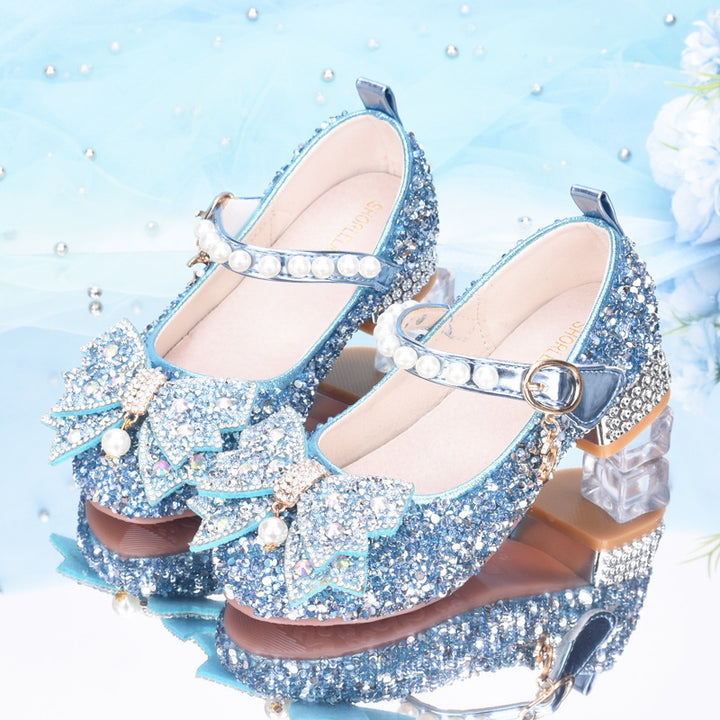 Girls Glittering Mary Jane Shoes with Decorative Bows Mune Fashion
