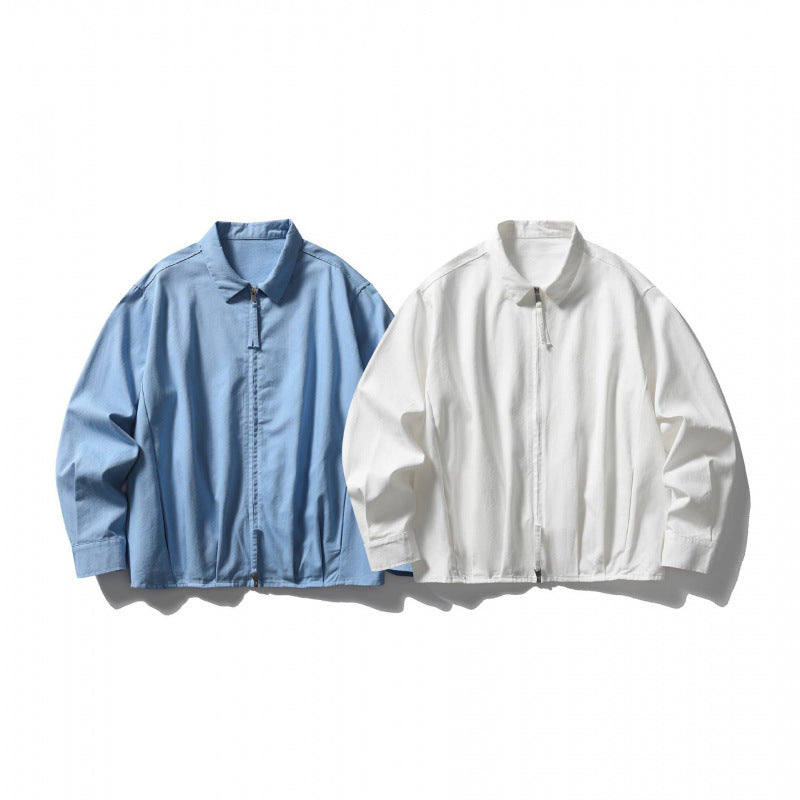 Unisex Boxy over-jacket with shirt collar, concealed zipper and soft drape Mune Fashion
