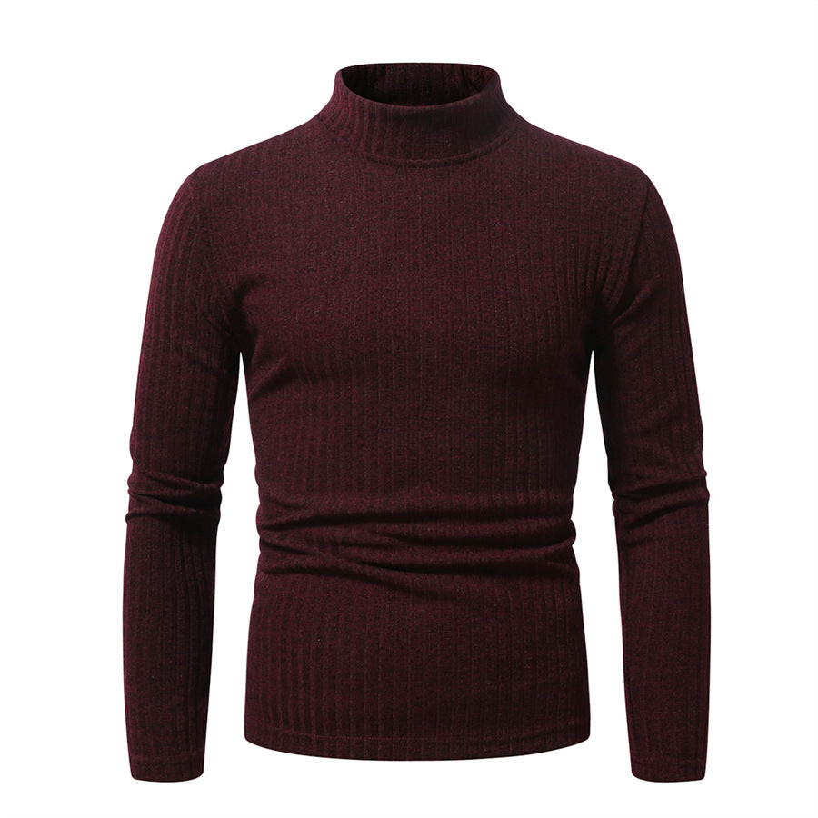 Men's Fitted Mockneck Fine Knit Sweater with Ribbed Structure and Thermoregulating Quality Mune Fashion