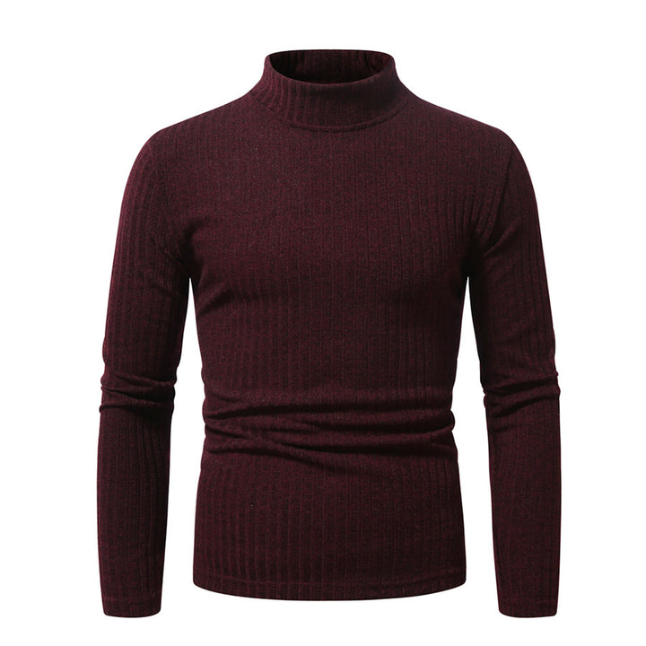 Men's Fitted Mockneck Fine Knit Sweater with Ribbed Structure and Thermoregulating Quality Mune Fashion