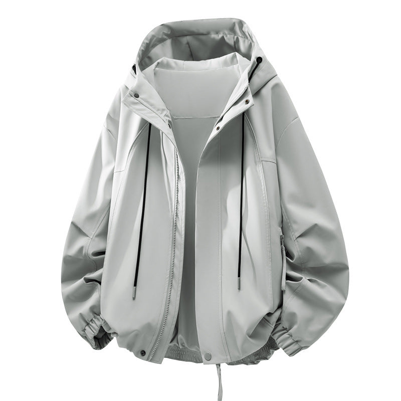 Unisex Oversize Rain and Wind Jacket with Hood, Water-Repellent Functional Membrane Mune Fashion