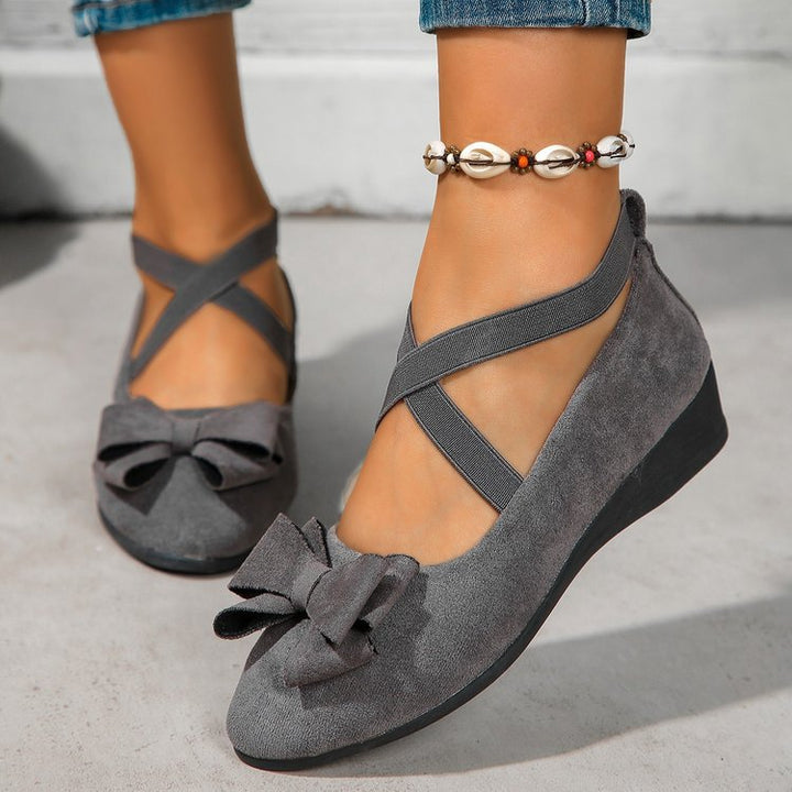 Ladies Slip-on Wedge Ballerina with Low Wedge Heel and Padded Comfort Insole Mune Fashion