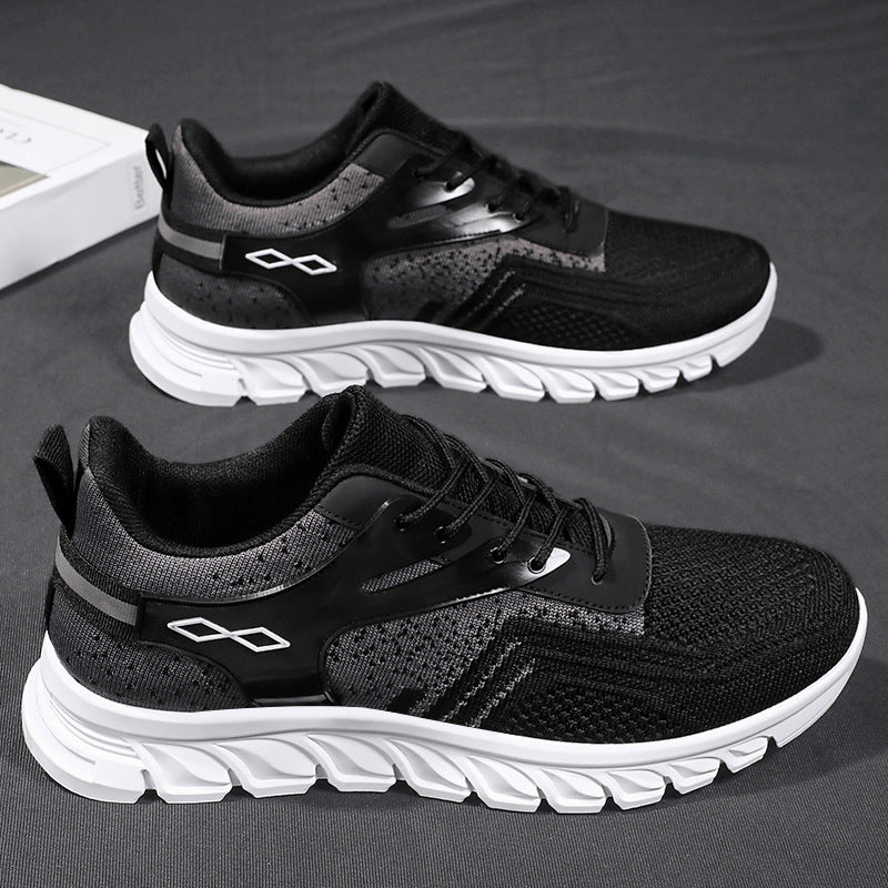 Men's flexible mesh running sneaker with molded memory footbed and shock-absorbing wave running sole Mune Fashion