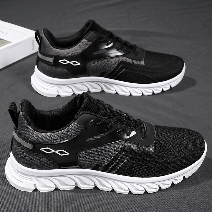 Men's flexible mesh running sneaker with molded memory footbed and shock-absorbing wave running sole Mune Fashion