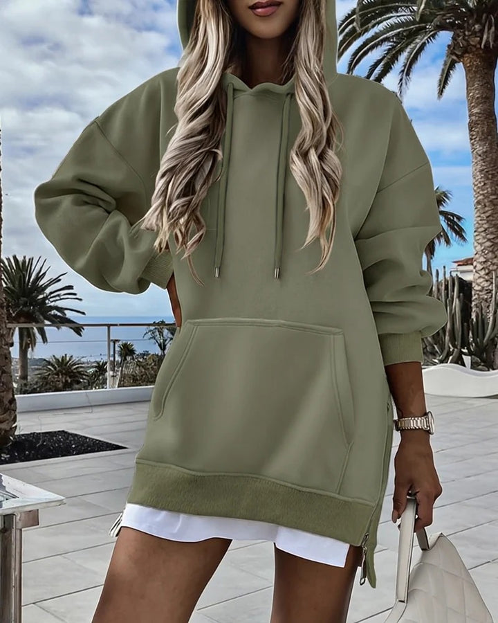 Women's Casual Hoodie with Side Zipper Mune Fashion