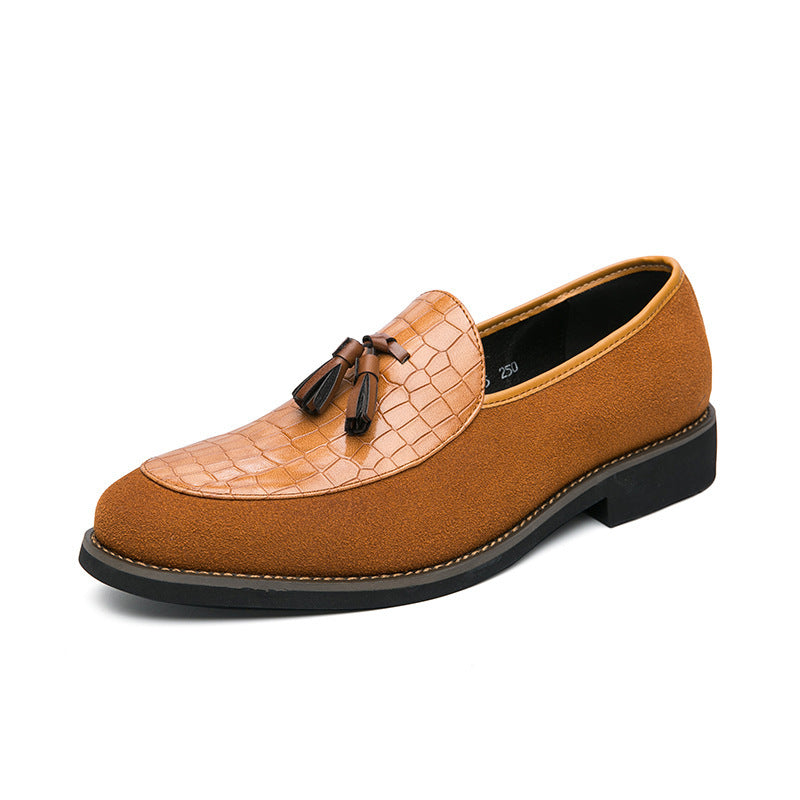 Men's elegant tassel loafer with crocodile-embossed leather upper and soft suede outer material Mune Fashion