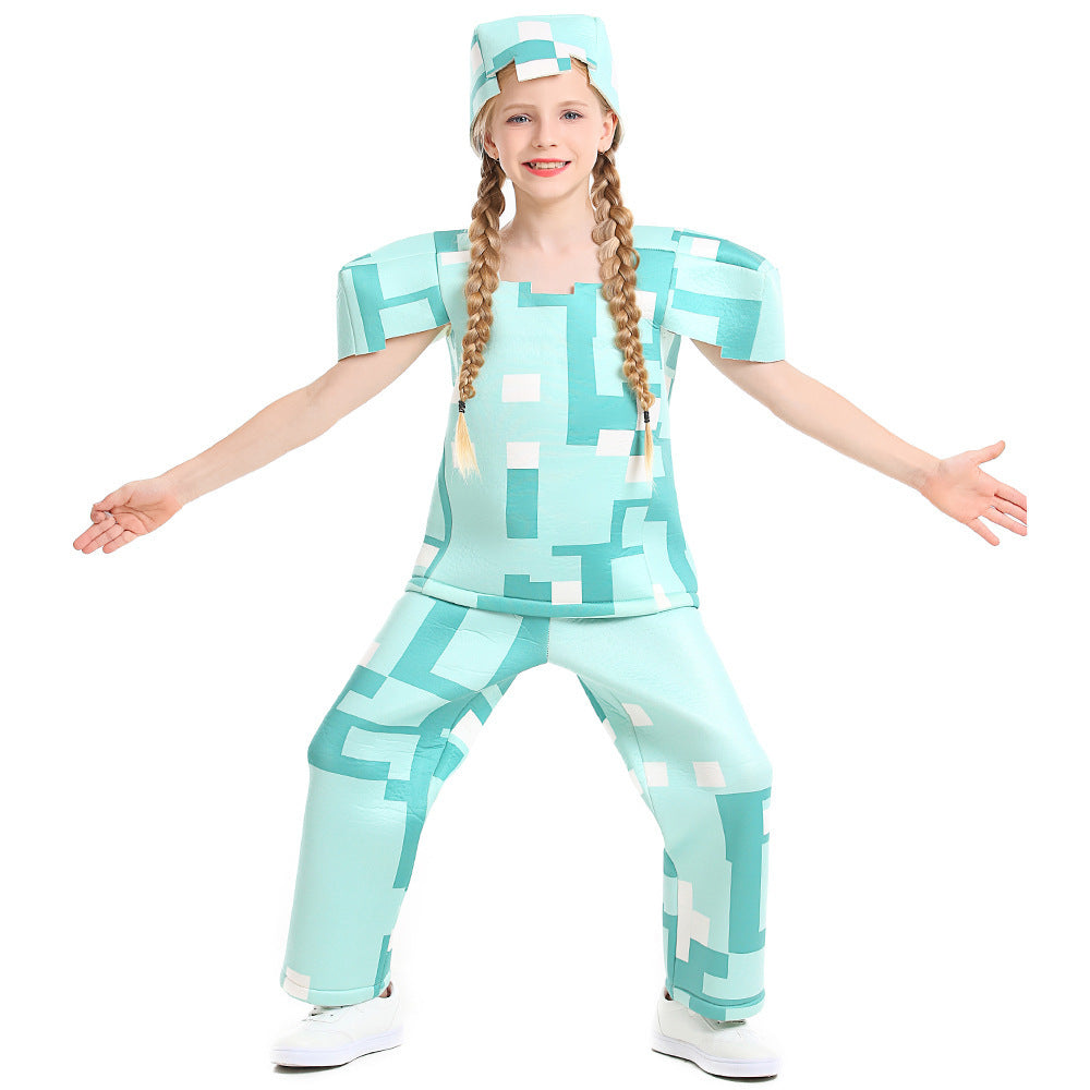 Girls Minecraft Costume with Geometric Pattern and Casual Fit Mune Fashion