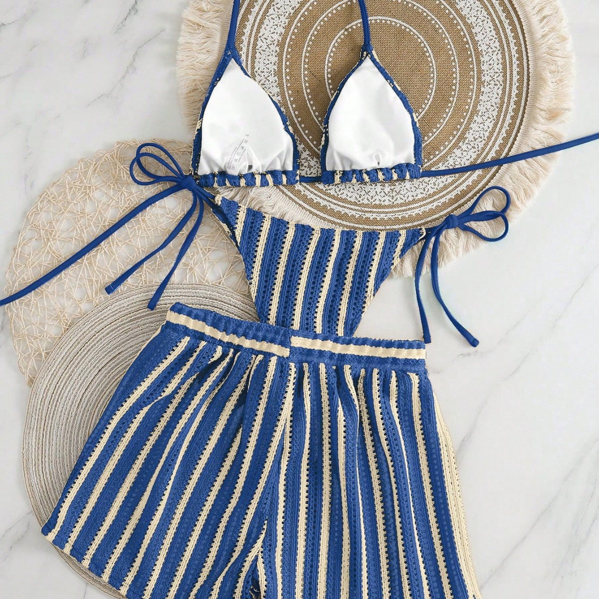 Women's bikini set with gathered top and high-waisted shorts Mune Fashion