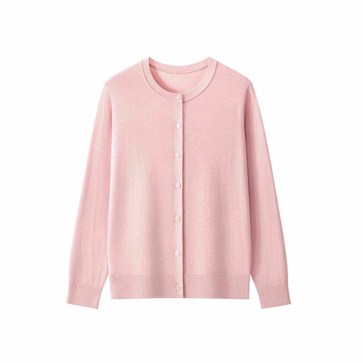 Women's fine knit cardigan with round neckline and button placket Mune Fashion