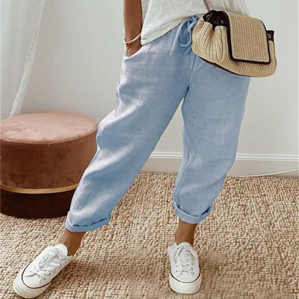 Women's Loose Printed Jogger with Drawstring and Cuffed Hem Mune Fashion