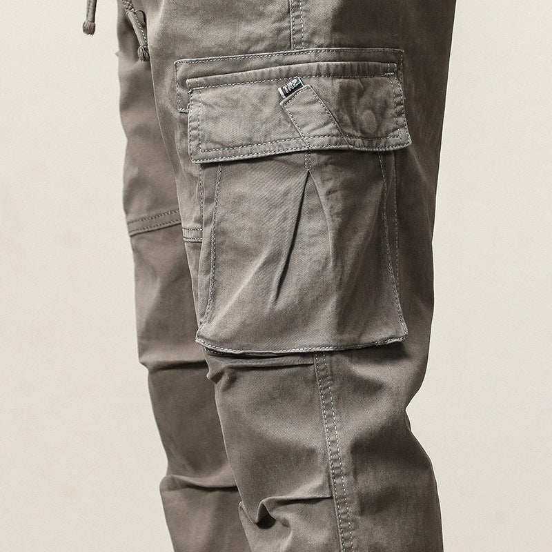 Men's Utility Cargo Jogging Pants with Drawstring, Multifunctional Pockets, and Elastic Cuffs